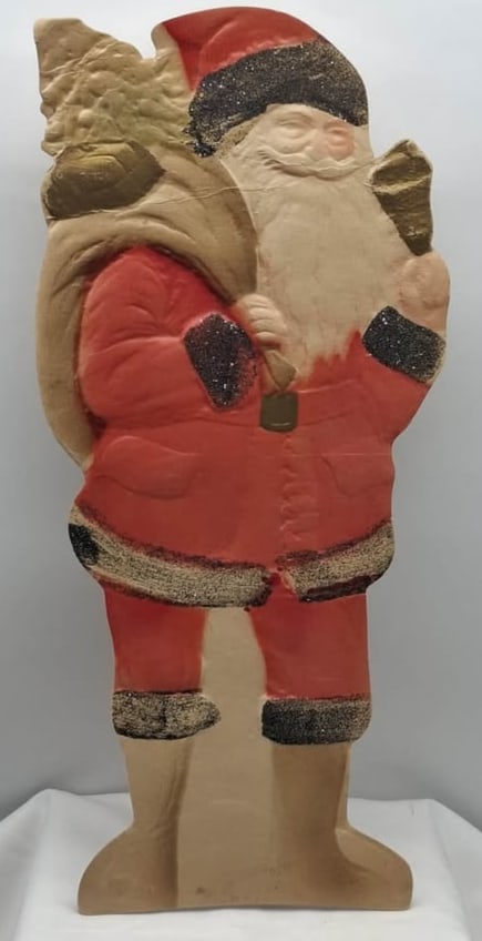 Large Embossed Santa Die Cut: This is a very nice cardboard Santa Die Cut, about 18 inches tall