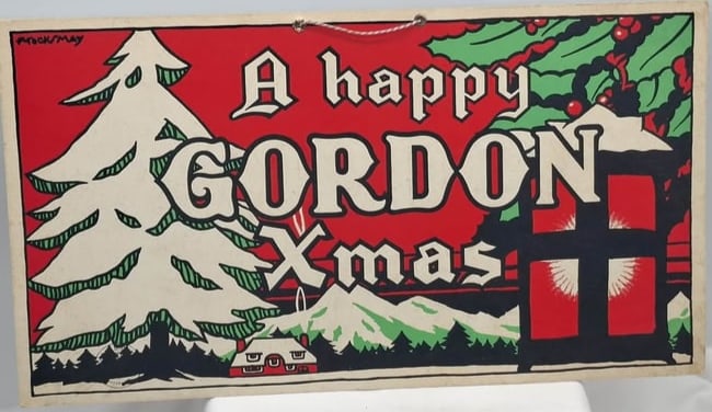 Gordons Gin Advertising~ Double Sided: Nice old cotton Santa with a scrap face, about 4 inches tall