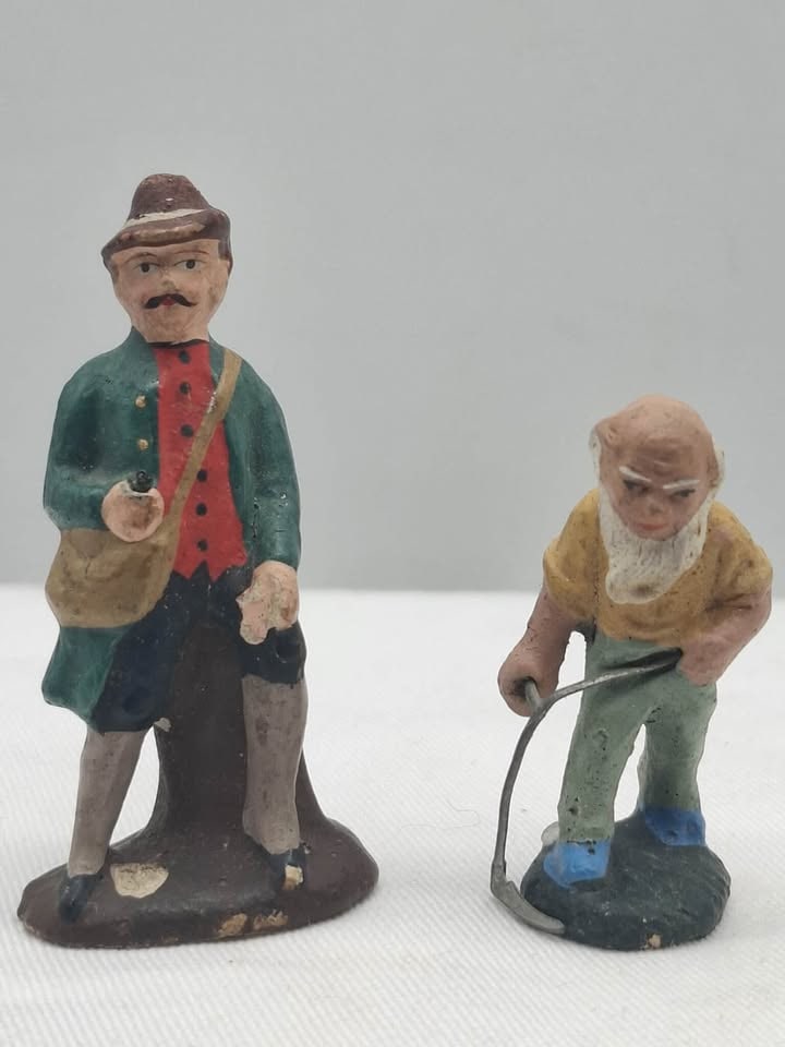 German Papier Mache Elves: Amazing detail on these little papier mache Elves, unmarked, but I'm sure they are German, about 2 inches tall