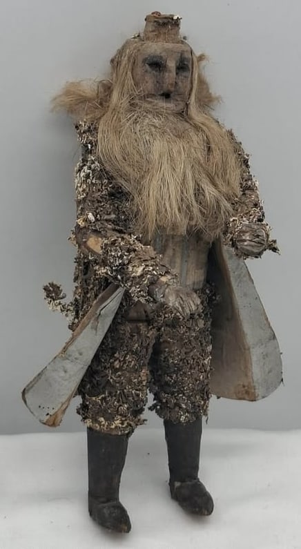 German Folk Art Moss Man Figure: this is a great 19th century folk art figure of a moss man, German or Austrian, he is about 7 inches tall