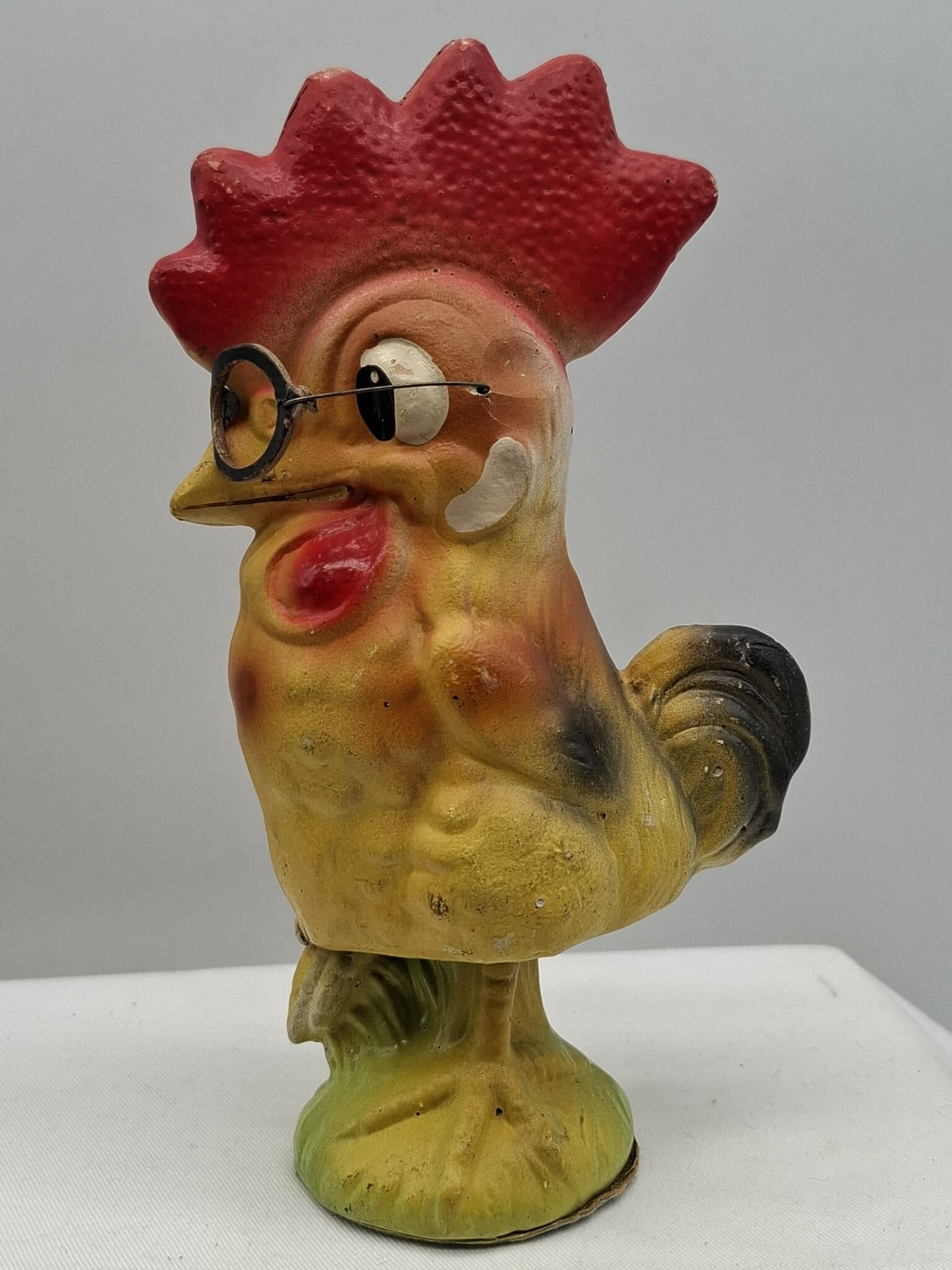 German Papier Mache Nodder: this a charming spring mounted chicken, he bounces around in a comical manor, about 8 inches tall
