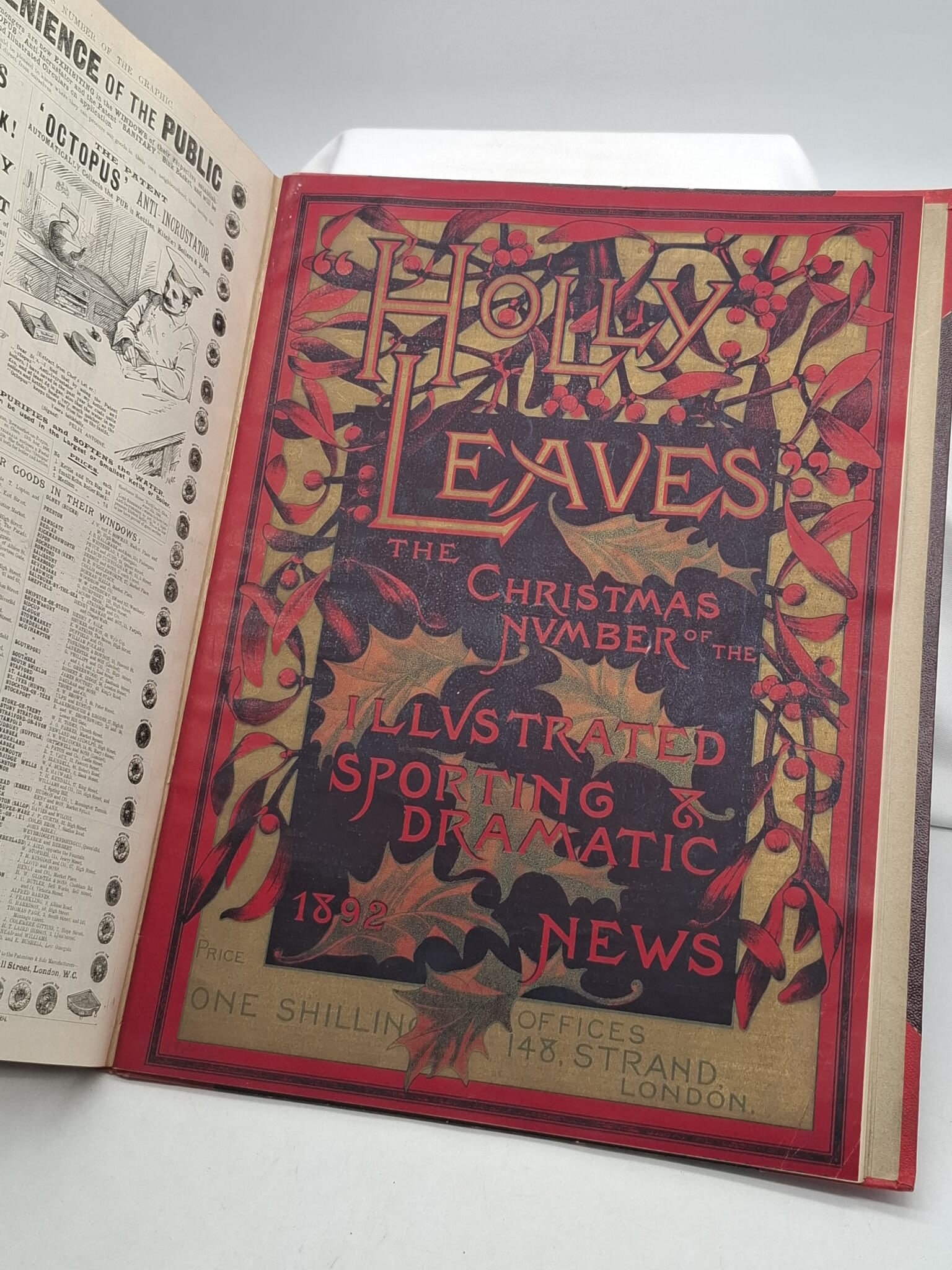 Collection Christmas Magazines ~ English 1880s/1890s: This is a very interesting book, hardbound, it contains English 1880s Christmas magazines, very good condition, with a good binding, there are several in the book, it is hard to get an accurate count,