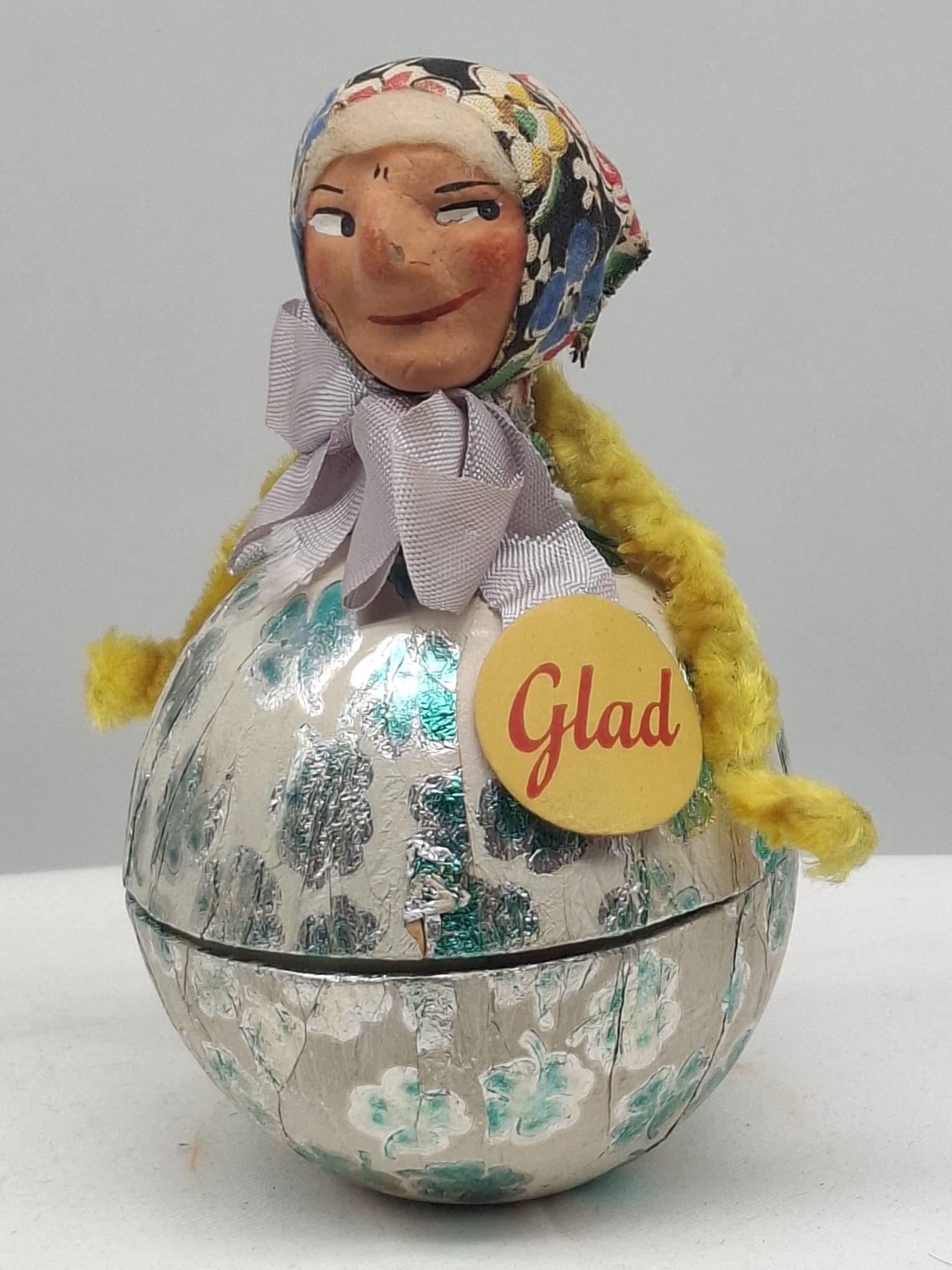 Easter Witch Candy Container ~ Old German: an interesting old Easter witch candy container, probably German, she is about 5 1/2 inches tall, papier mache face