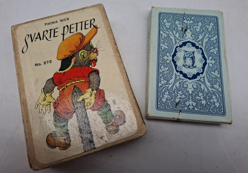 Unusual Playing Cards & Swartpete: a wonderful set of antique playing cards, very graphic and it appears each one is different,