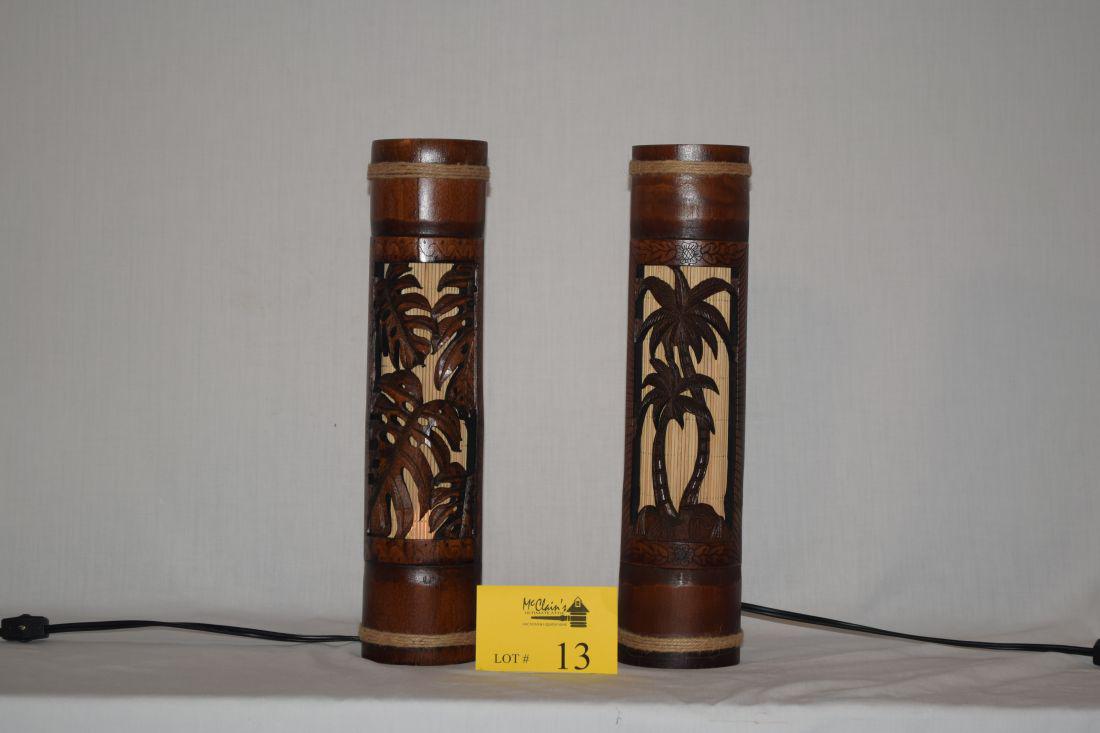 CARVED BAMBOO TABLE LAMPS (1 of 4)