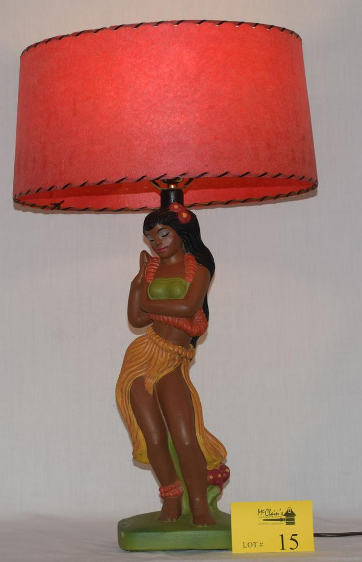 CHALKWARE HULA GIRL TABLE LAMP; ALDON LAMP CO. (1 of 5)