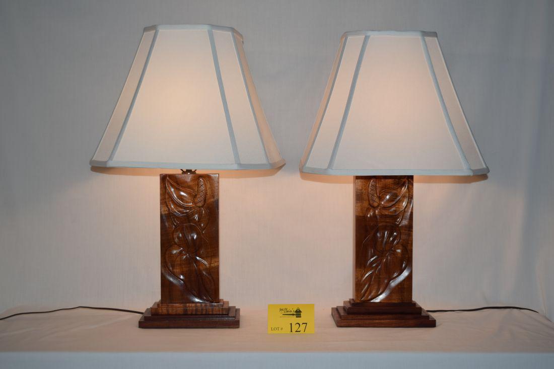 BLAIR'S CARVED KOA ANTHURIUM LAMPS (1 of 3)