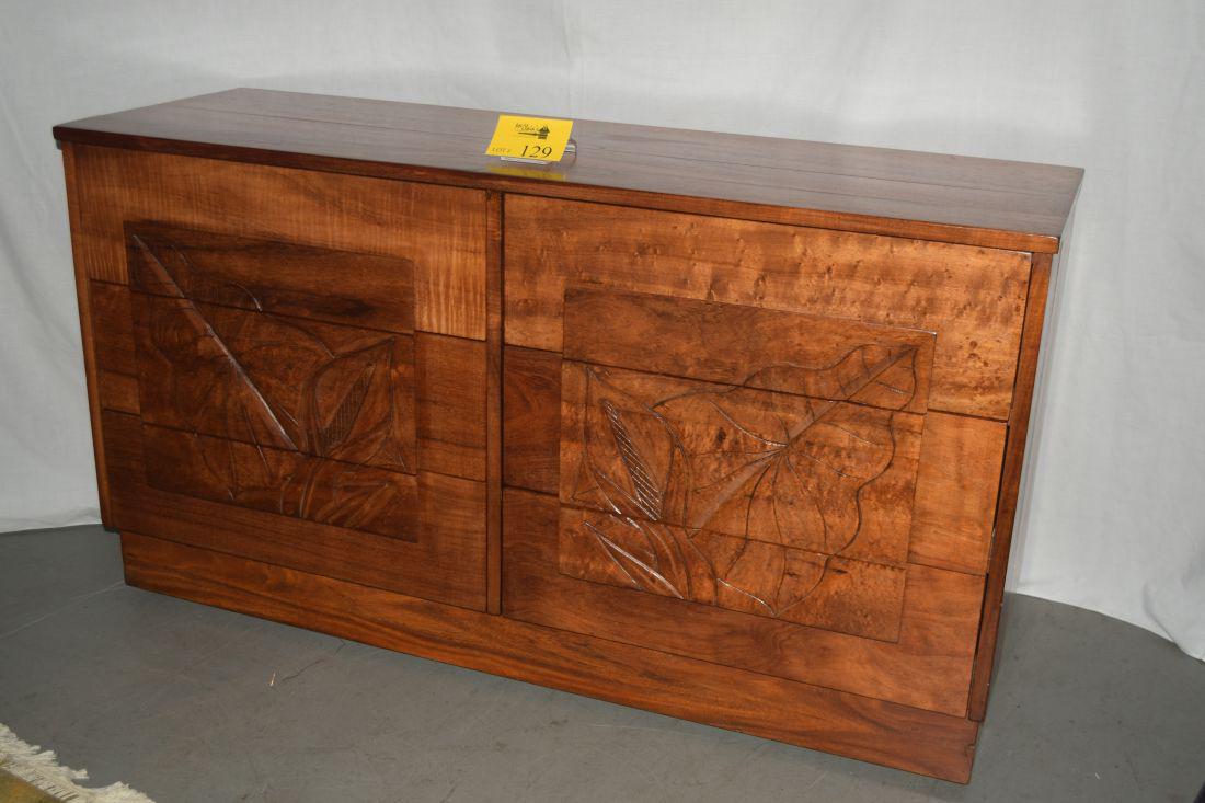 CARVED KOA 5 DRAWER DRESSER/BUFFET, APE FLOWER DESIGN (1 of 4)