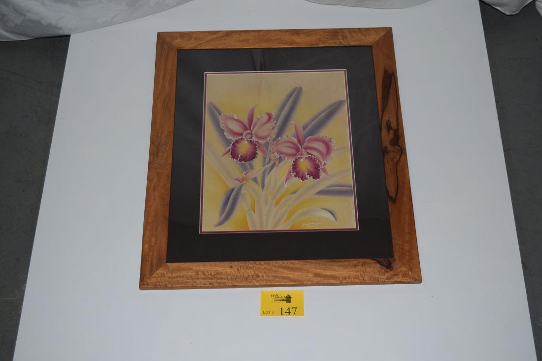 KOA FRAMED MOKIHANA AIRBRUSH PAINTING, CATTLEYA ORCHID (1 of 4)