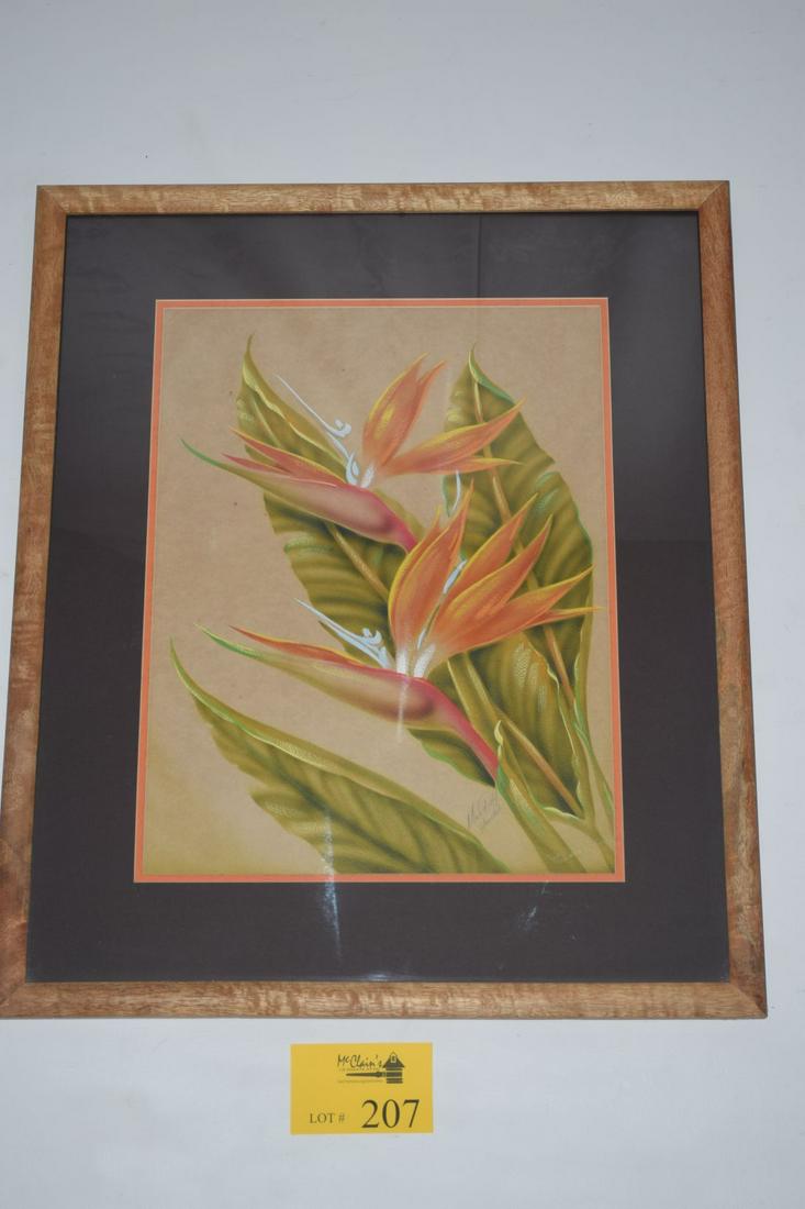MANGO FRAMED MUNDORFF AIRBRUSH PAINTING, BIRD OF (1 of 3)