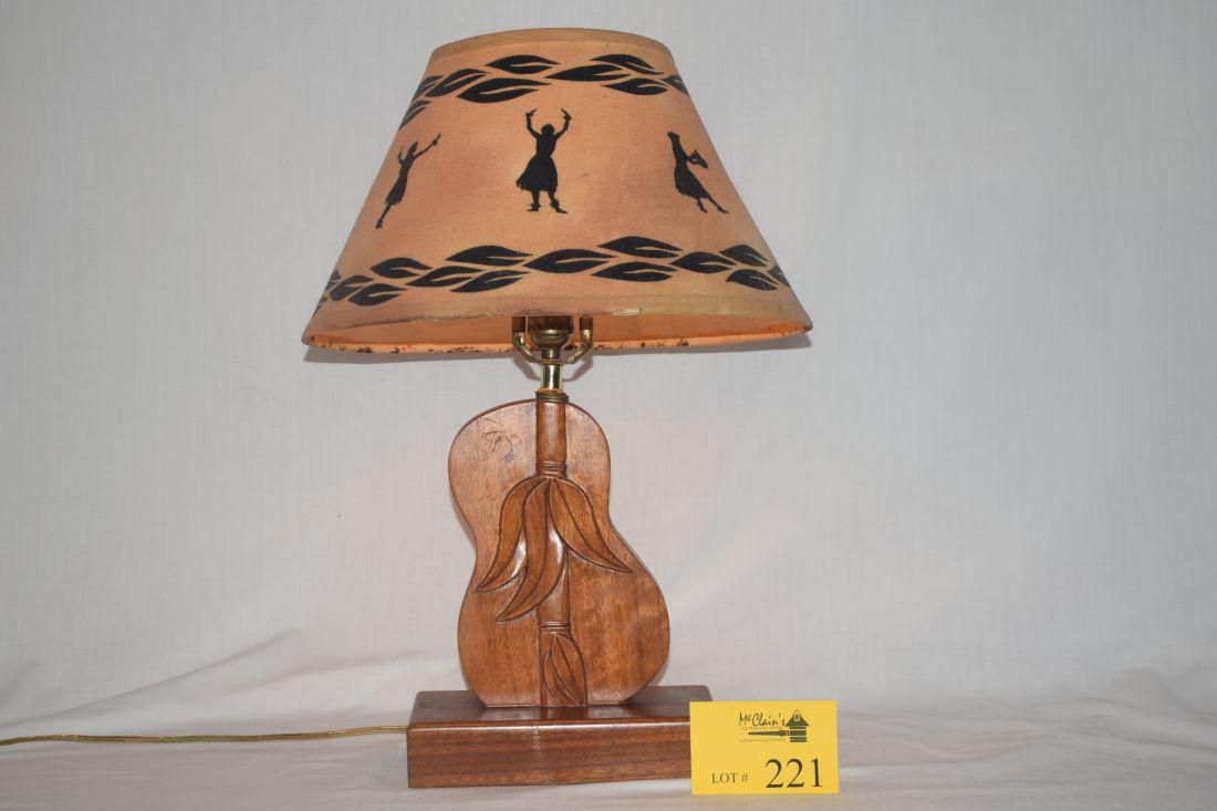 BLAIR'S KOA UKULELE LAMP, HAND STENCILED HULA GIRL (1 of 3)
