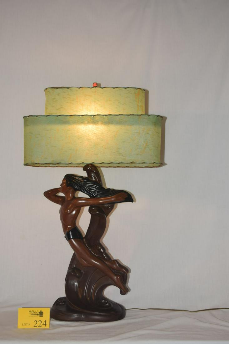CONTINENTAL ART CO. CHALKWARE FIGURAL LAMP, W/SHADE (1 of 6)