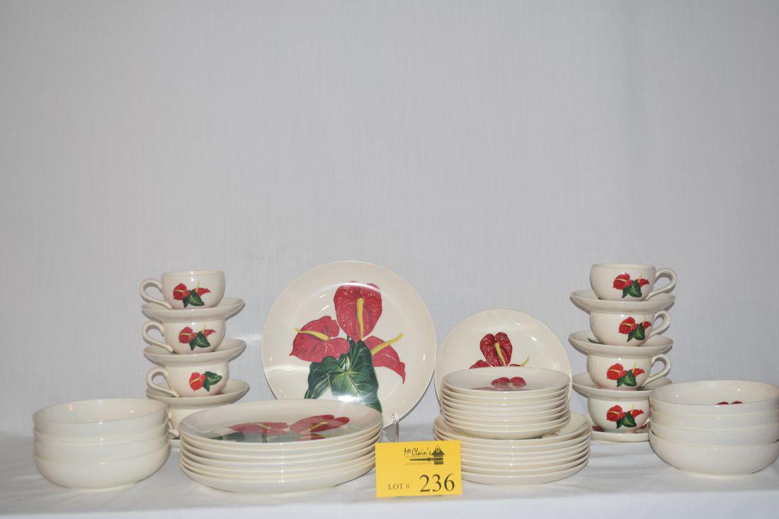 SANTA ANITA WARE PLATES, BOWLS, CUPS & SAUCERS, RED (1 of 5)