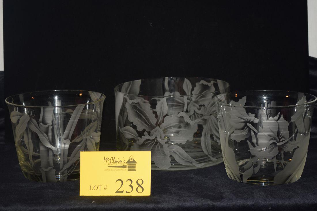 FRANK ODA ETCHED GLASS BOWLS (1 of 4)