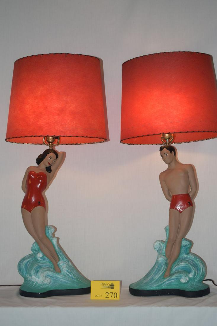 COPA CHALKWARE FIGURAL LAMPS, THE DUKE & FRIEND (1 of 11)
