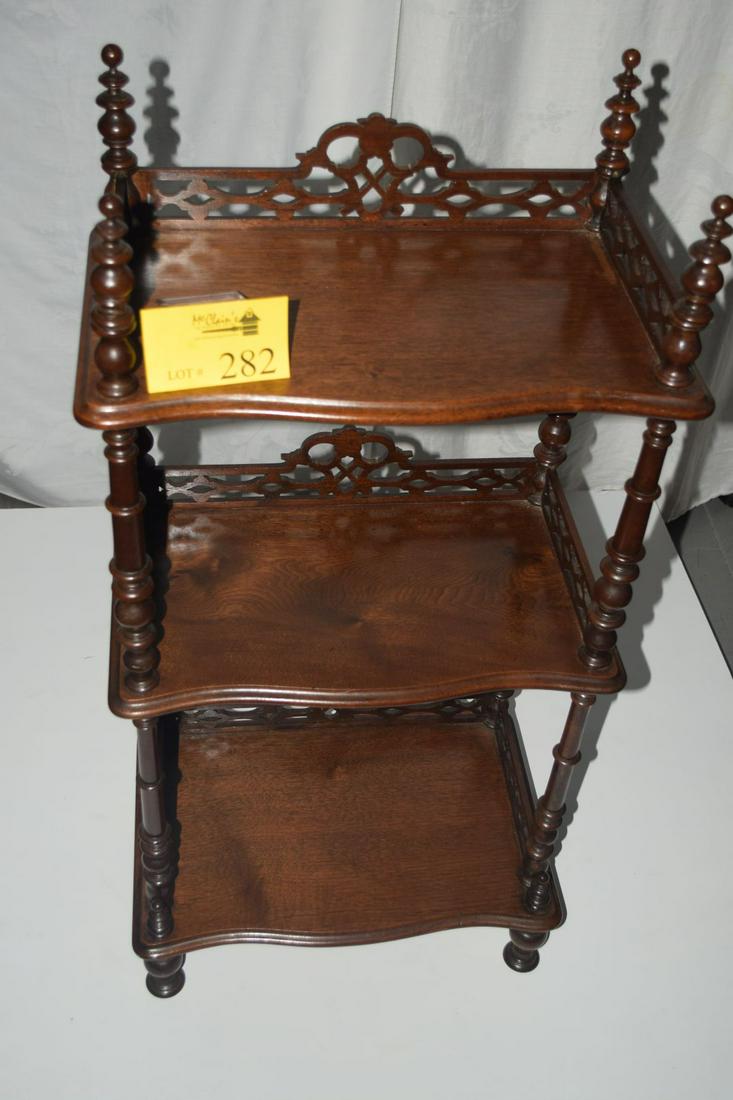 VICTORIAN STYLE WOOD SIDE TABLE W/3 SHELVES (1 of 3)