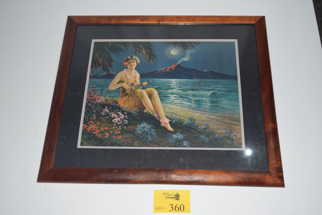 KOA FRAMED EDWARD EGGLESTON LITHOGRAPH, (1 of 2)