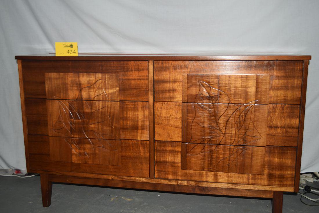 KOA 6 DRAWER DRESSER, W/MIRRORED CARVED TROPICAL APE (1 of 8)