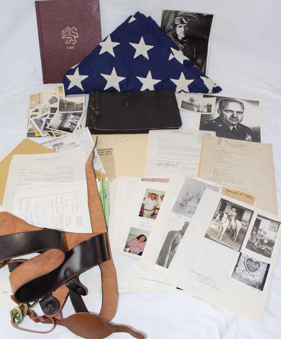 WWII 8th AAF General Auton Family Documents & Flag (1 of 6)