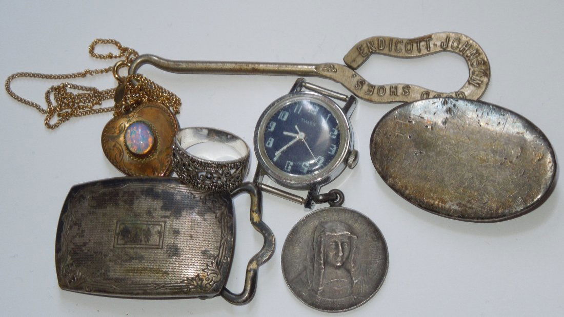 Lot of Misc. Jewelry, buckles, Religious Medal (1 of 6)