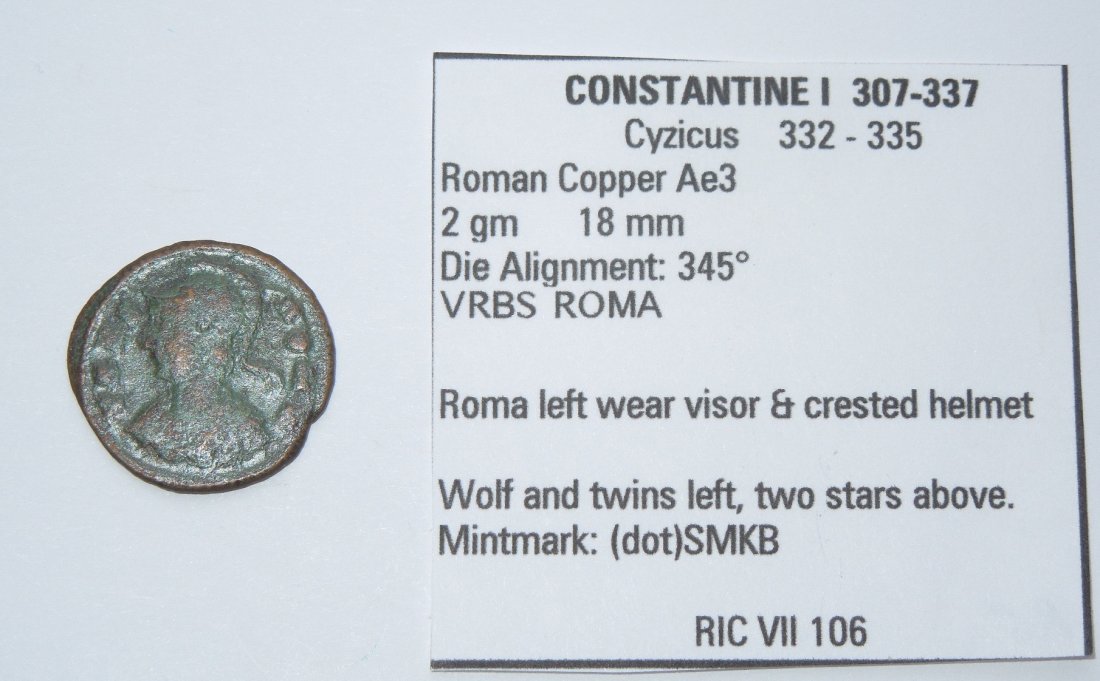 CONSTANTINE I Cyzicus VRBS ROMA Ancient RARE Roman Coin (1 of 3)