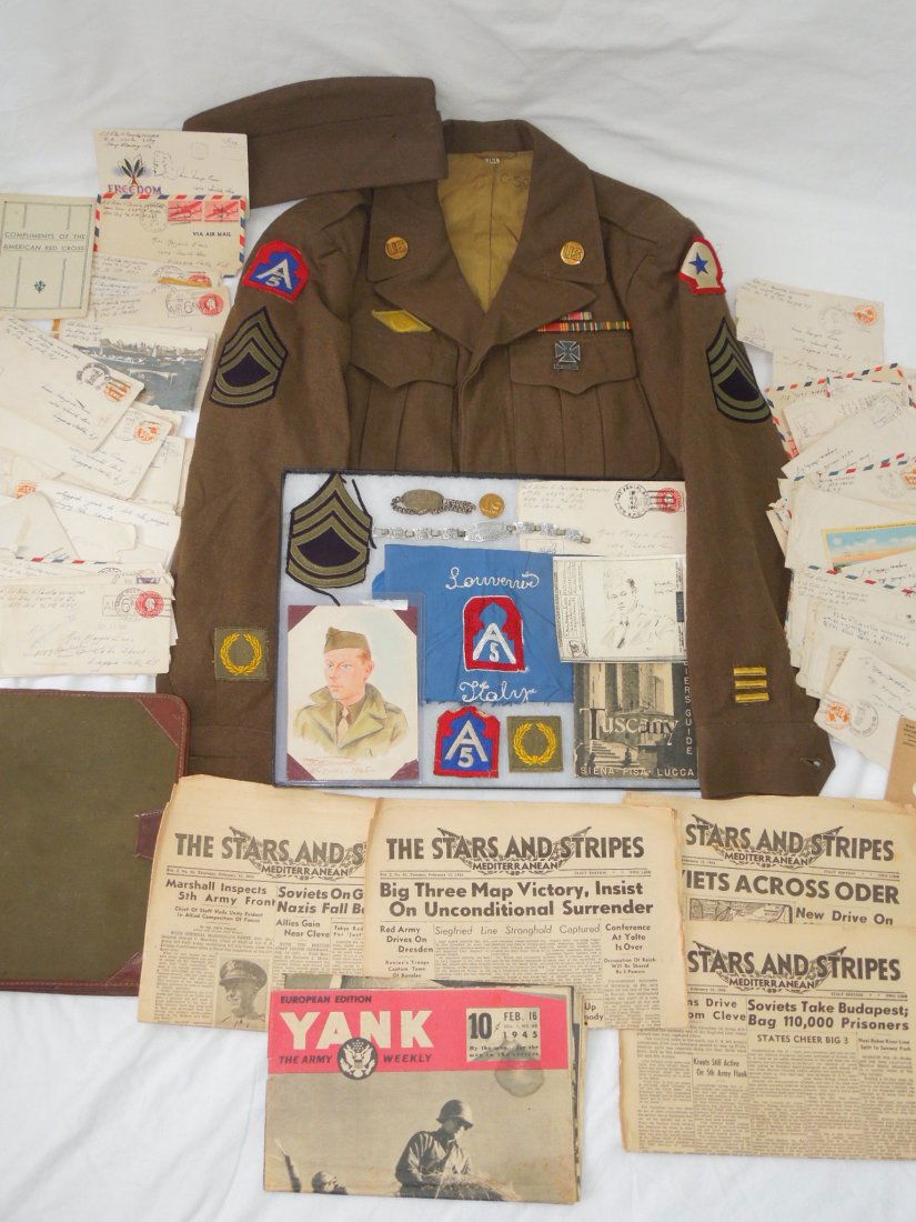 WWII Fifth Army Italy Uniform Souvenir & Document Group (1 of 9)