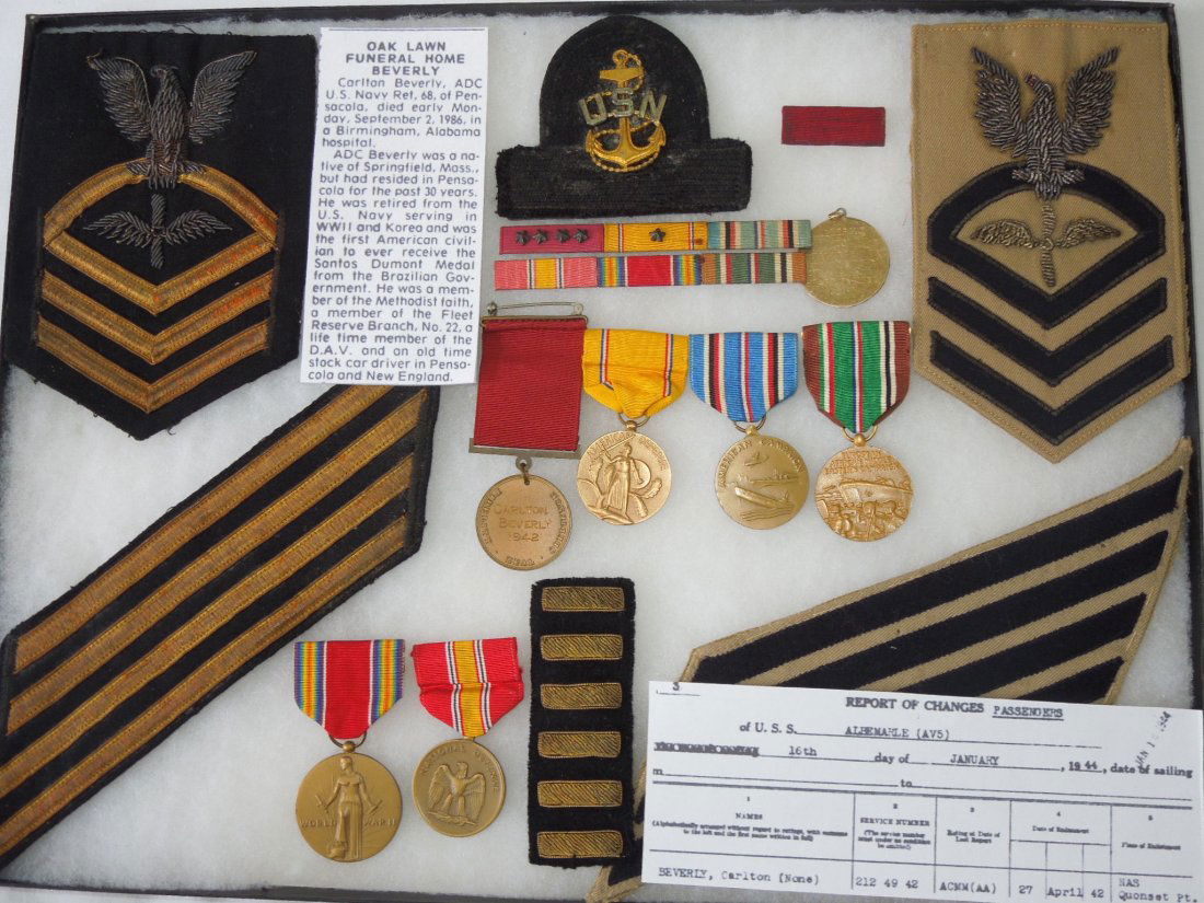 WWII US Navy Aviation Engraved Good Conduct Medal Group (1 of 8)