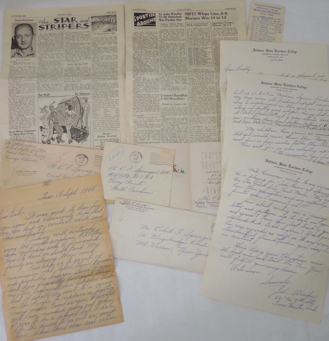 John Wooden Signed WWII Navy Basketball Letters Papers (1 of 7)