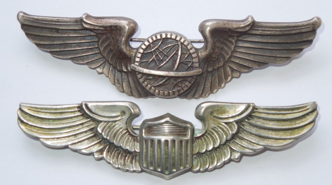 WWII USAAF 3" Pilot and Navigator Sterling Wings Lot (1 of 2)