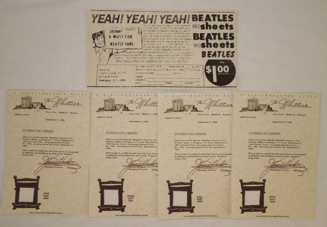 The Beatles Whittier Hotel - Complete Bed Sheets Set (1 of 6)