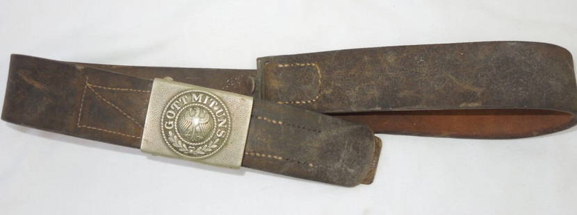 Weimar Republic German Army Belt and Buckle: Original Between WWI and WWII Geman Army leather belt and buckle.