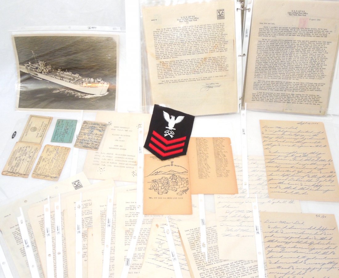 US Navy Petty Officer Chesney Letters Patch & Doc Group: US Navy Petty Officer Chesney Letters, Patch and Document Group. US Navy Petty Officer Chesney Letters, Patch and Document Group. Robert J. Szczesny (Chesney) was a Storekeeper aboard the USS LST 519.