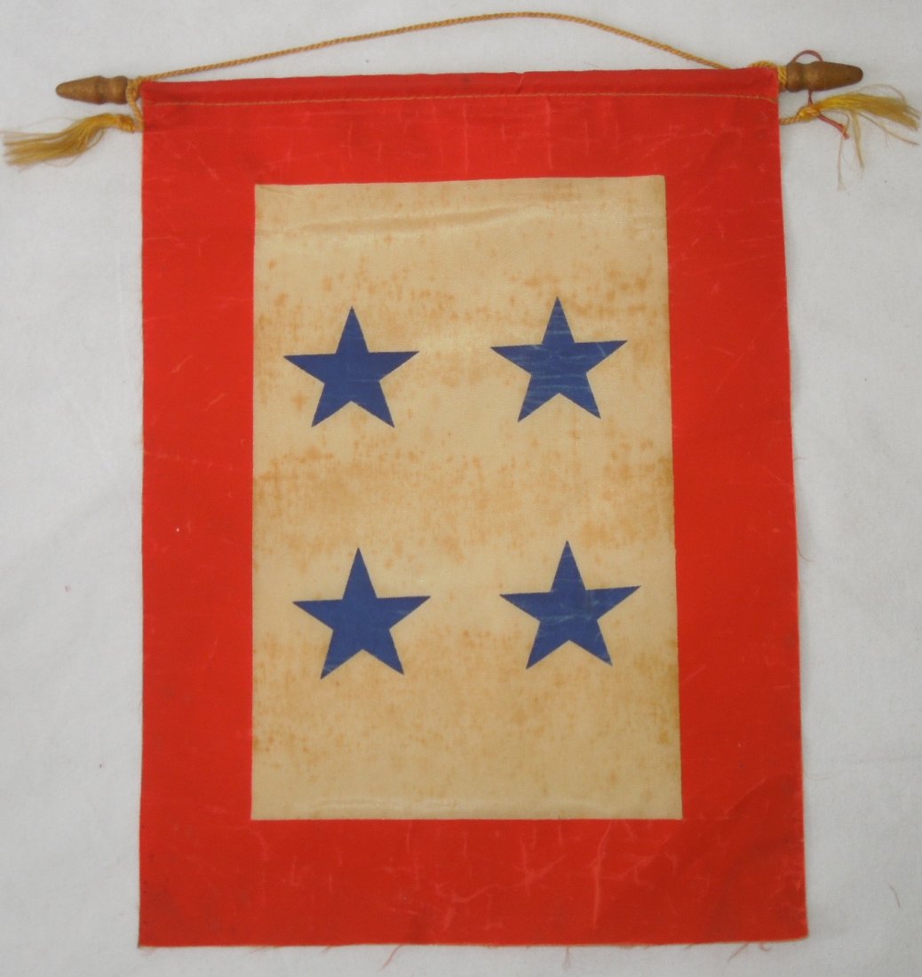 WWII US Four Star Son Service Banner: WWII "Son in Service" flag banner with four stars.
