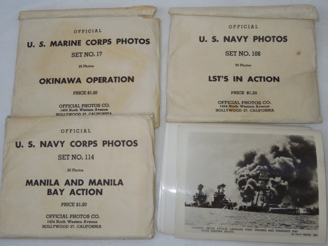 WWII USMC Navy Photos Pearl Harbor Manila LST Okinawa: USMC Navy Photos Pearl Harbor Manila LST Okinawa Lot. Official U.S. Marine Corps Photos Set NO. 17 (20) Photos OKINAWA OPERATION, Official U.S. Navy Photos Set NO. 108 (19) Photos LST's IN ACTION (mis