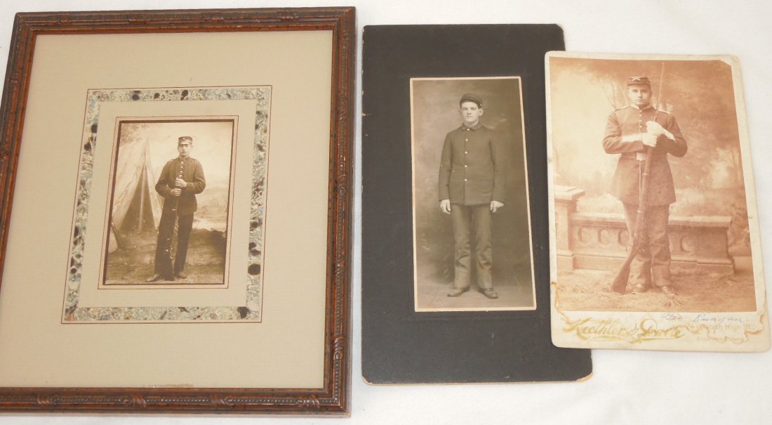 1800s US Soldier Photos Cabinet Cards 3rd Ohio Vol. Inf: Photos Lot of 3 late 1800s Cabinet Card Photos. Information and size of the photos are the following: Soldier "Mothers Brother ?Ormsby John Young?" 3rd Ohio Volunteer Infantry, 1898, 4 1/4 x 8 inches,