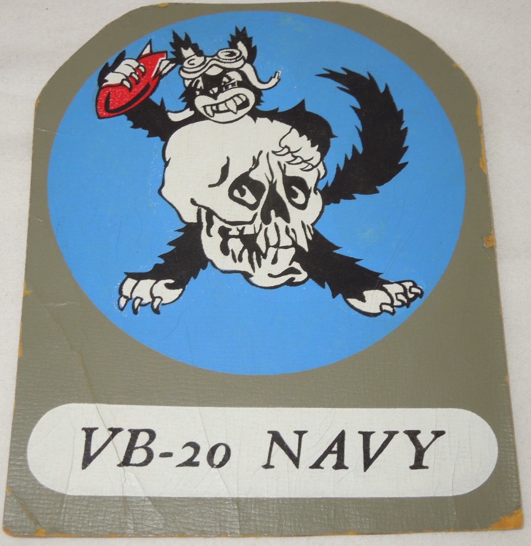 WII Era Navy VB-20 Patch Bomb Squadron 20: WWII Era Navy Patch VB-20 Bombing Squadron 20 Nicknamed: Bombing Twenty's Tough Kitty from 1943 to 1946. Information found from the internet: 24 October 1944: The squadron participated in the Battle f
