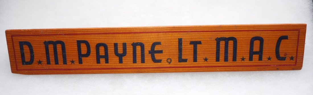 WWII US Army Officer Custom Desk Name Plate Medical: Original WWII custom name plate to D.M. Payne, LT., MAC.