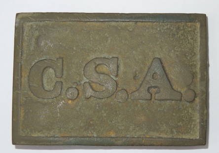 Civil War CSA Confederate Virginia Belt Buckle Dug: Original Rectangular Civil War era Confederate States of America Virginia style belt buckle dug near the Wilderness Campaign.