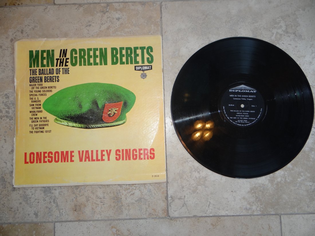 Men In The Green Berets Record 101st Vietnam Rangers: Men In The Green Berets 33 1/3 Record. Singers: Lonesome Valley Singers. Songs on side 1: The Ballard of the Green Berets, Special Forces, Whirlybird Crew, The Men in the Green Fatigues, Major Todd (o