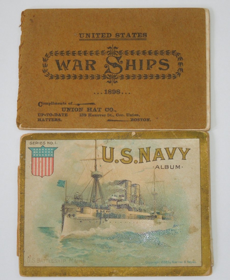 1898 Spanish American War Ships Book US Navy Album: You will receive the following 2 items: 1898 United States War Ships Booklet. Compliments of Union Hat CO. Album of The United States Navy with Complete Descriptions. A.T. Bliss & CO., Publishers. 31 