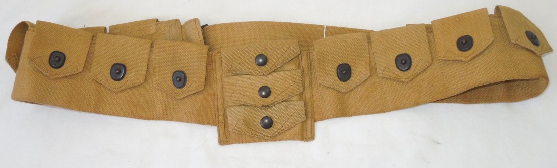 WWI US Army Mills Ammo Bandoleer Unit & Maker Marked: WWI US Army Mills Ammo Bandoleer Unit Marked. Canvas Khaki piece. Marked June 1917 Mills. The reverse is stamped with a unit mark. "309 Cav / Troop 3". See Photo. Excellent condition. (III A 1)