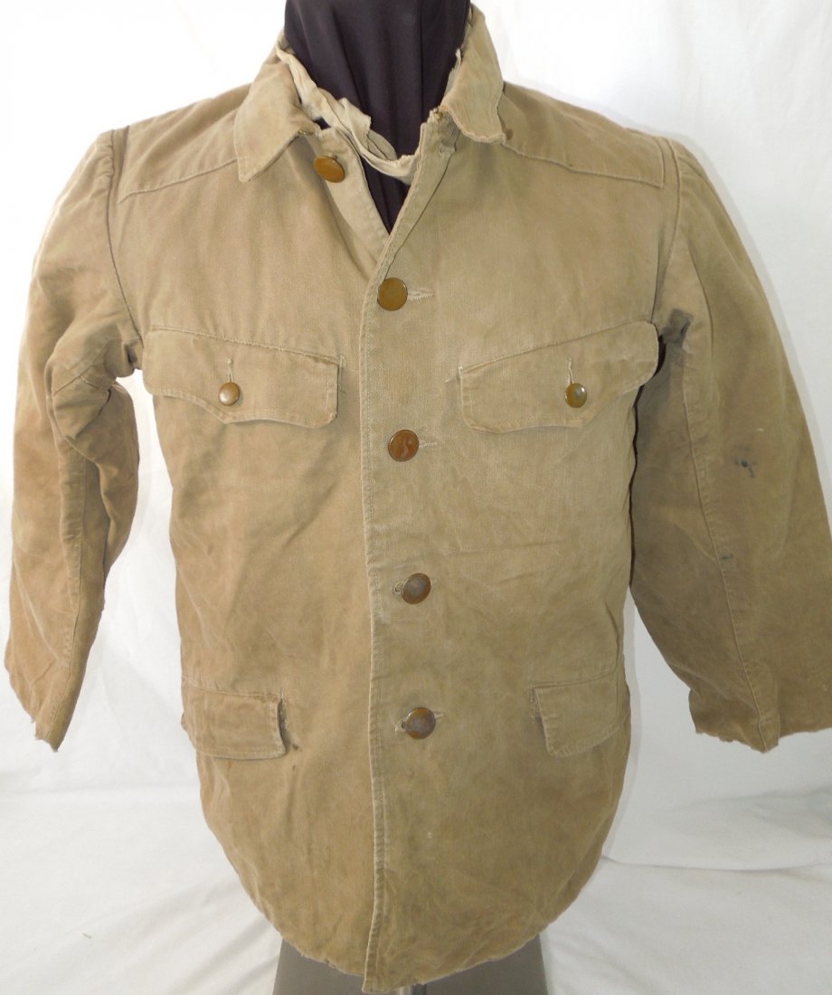 WWII Japanese Army Winter Uniform Jacket & Pants: WWII Japanese Military Winter style jacket and trousers as used by troops in the Aleutians Campaign. The Japanese markings inside both pieces are still readable.
