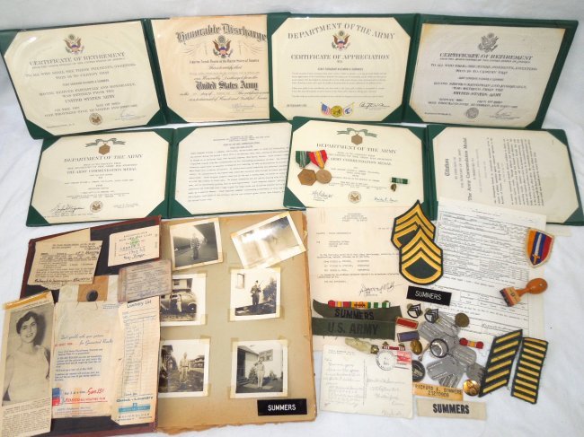 Army Sgt Summers Scrapbook Awards Dog Tags Medals Group: Army Sgt Summers Scrapbook Awards Citations Dog Tags Medals Etc Group. Korea and Vietnam Era US Army Sergeant Richard A. Summers Scrapbook, Awards, Citations, Dog Tags, Medals, Ribbon Bars Etc Group. 