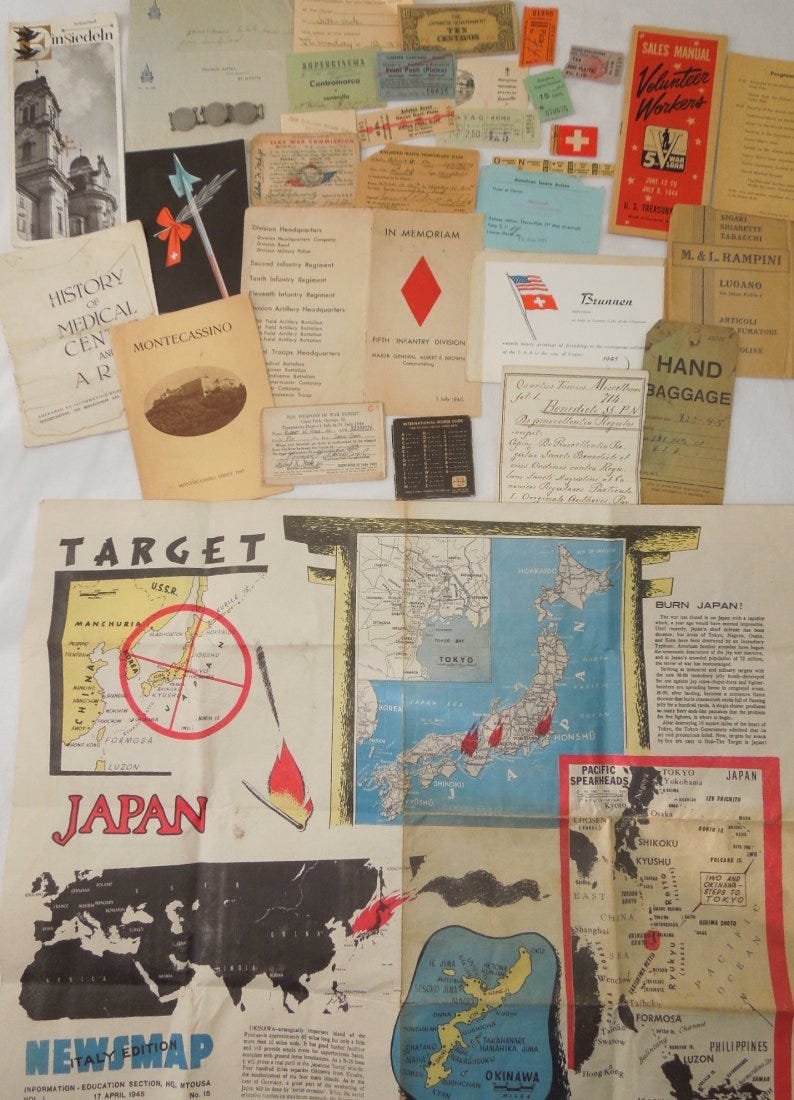 US Army 5th ID WWII Paper Ephemera Documents Lot: WWII 2nd Infantry Regiment, 5th Infantry Division group form Pfc. Robert Hale. It appears he may have served in a signal unit in Italy and then went into the 5th ID during the push through Europe. Com