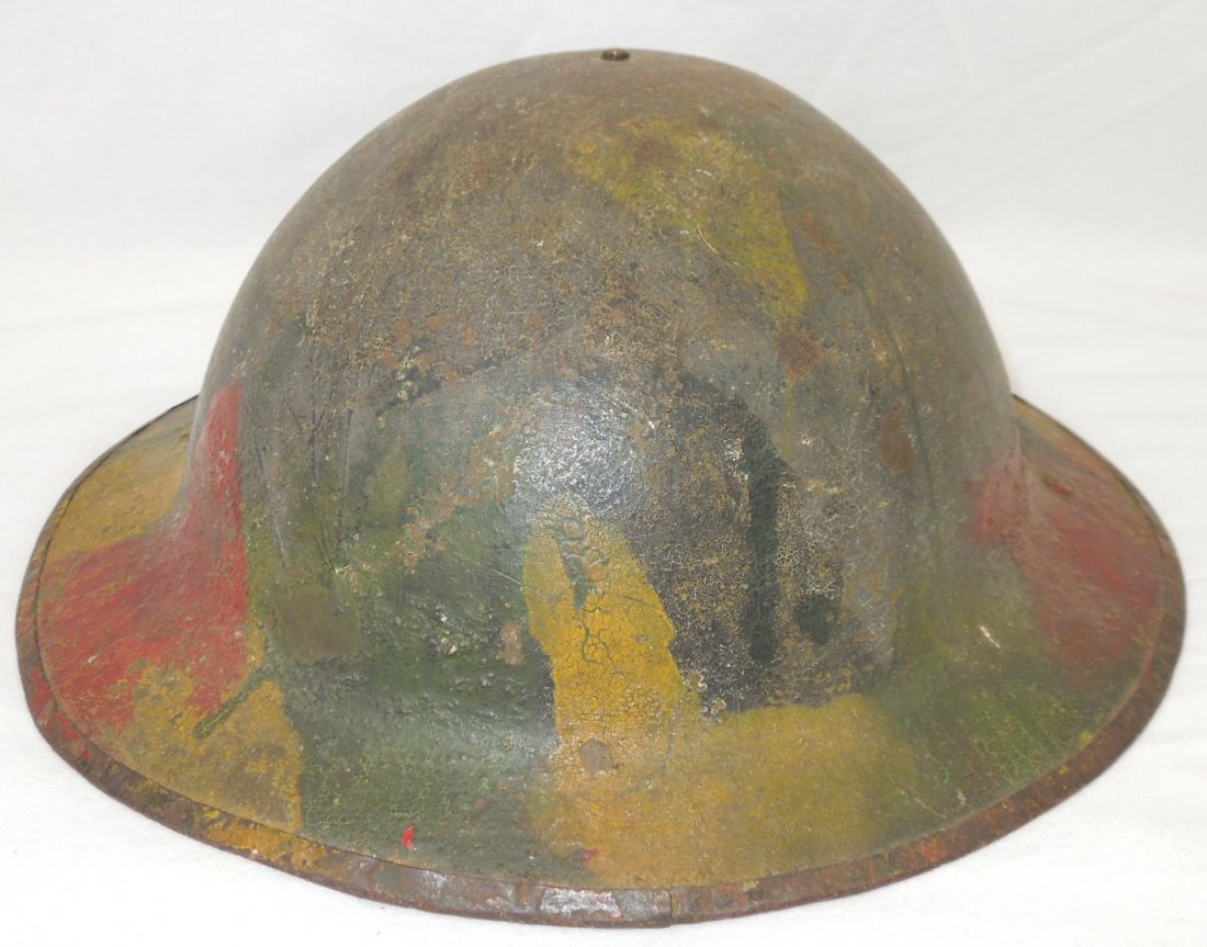 WWI Camo Painted US Army Doughboy Helmet (1 of 3)