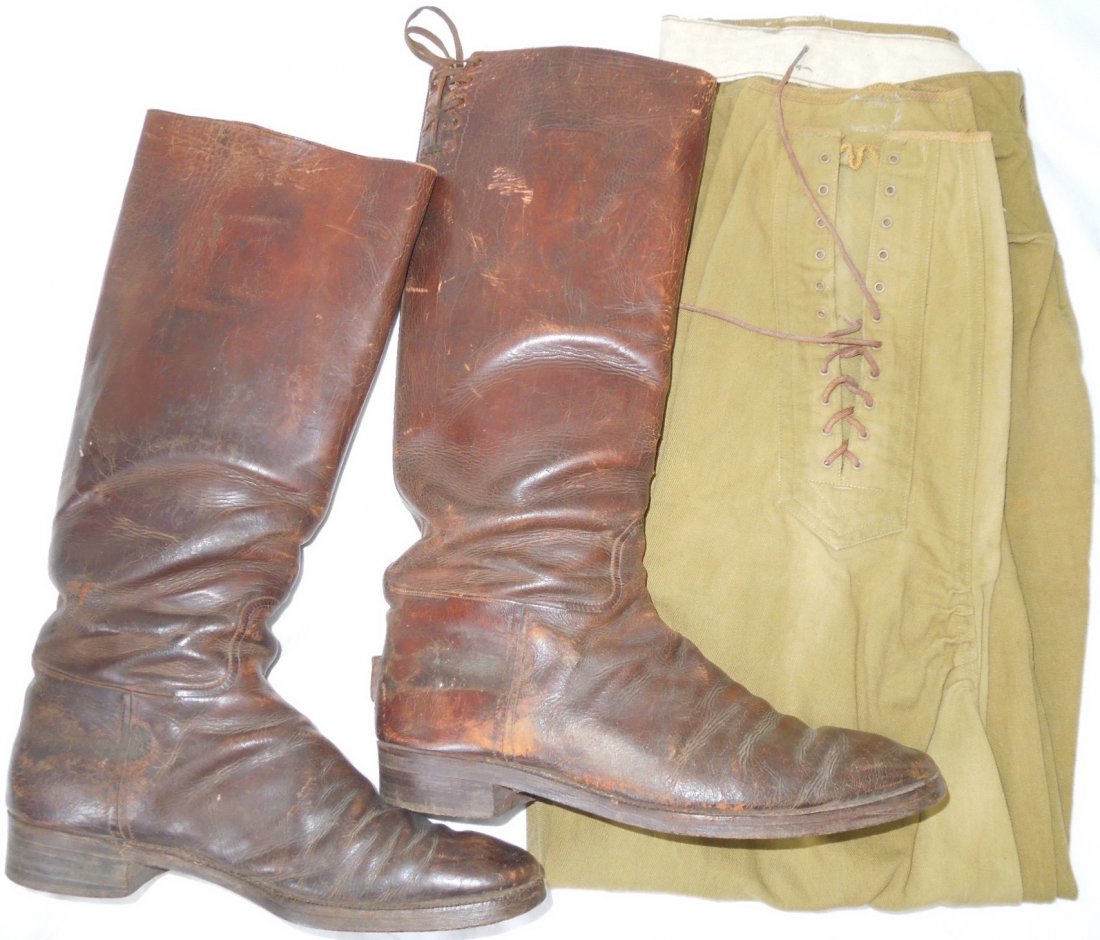 WWI US Army Officers High Leather Boots & Pants (1 of 6)