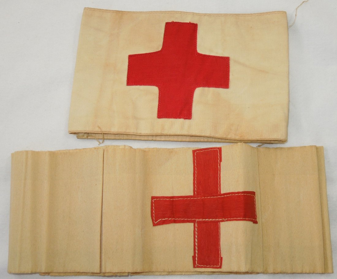 WWII Lot of Two US Red Cross Medic Armband Brassards (1 of 4)