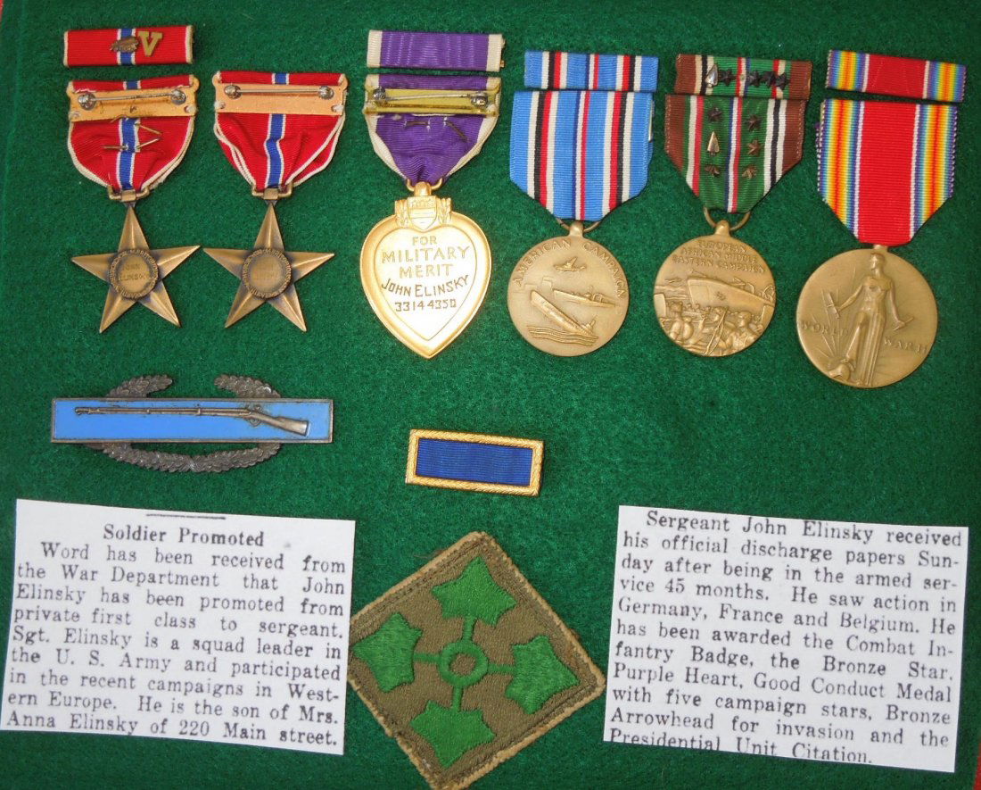 WWII D-Day US 4th Infantry Purple Heart Medal Lot (1 of 8)