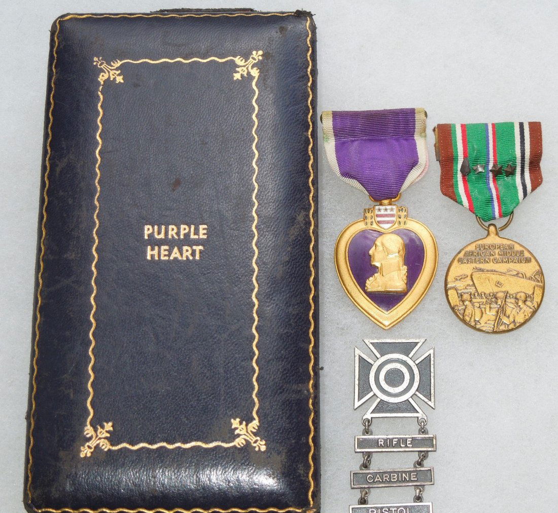 WWII US Army Numbered Purple Heart ETO Medal Badge Lot (1 of 7)