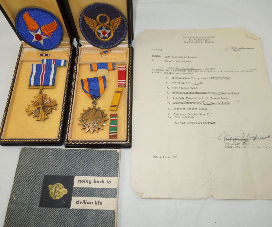 WWII 8th Air Force 381st BG DFC Air Medal Ribbon Group (1 of 5)